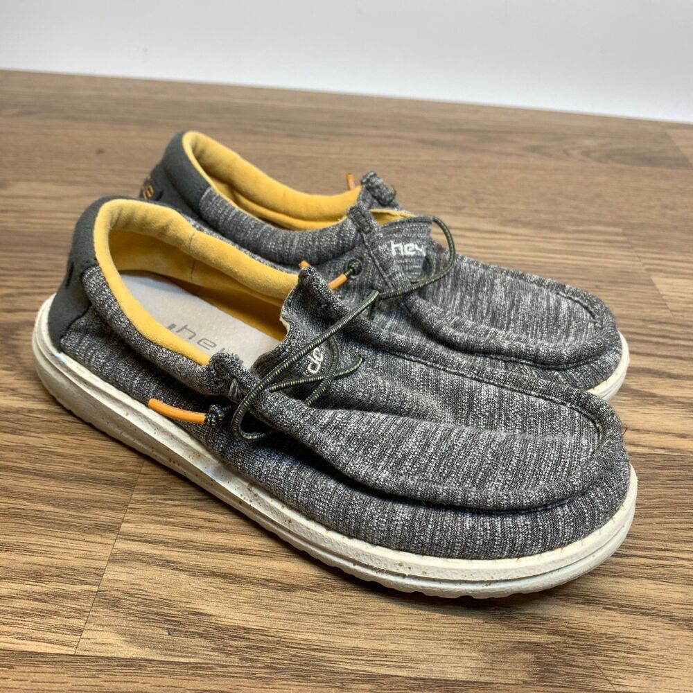 Hey Dude Wally Youth Sox Skater Black Heathered Shoes - Youth Size 3‎ EU 35